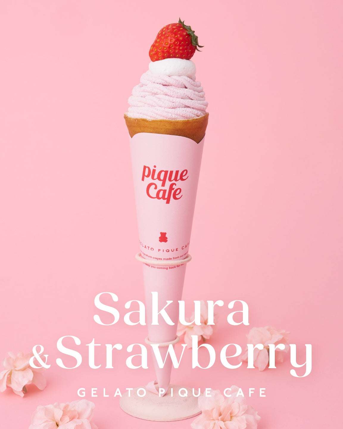 桜あんクリームを贅沢に使用した「いちごと桜のモンブランクレープ」